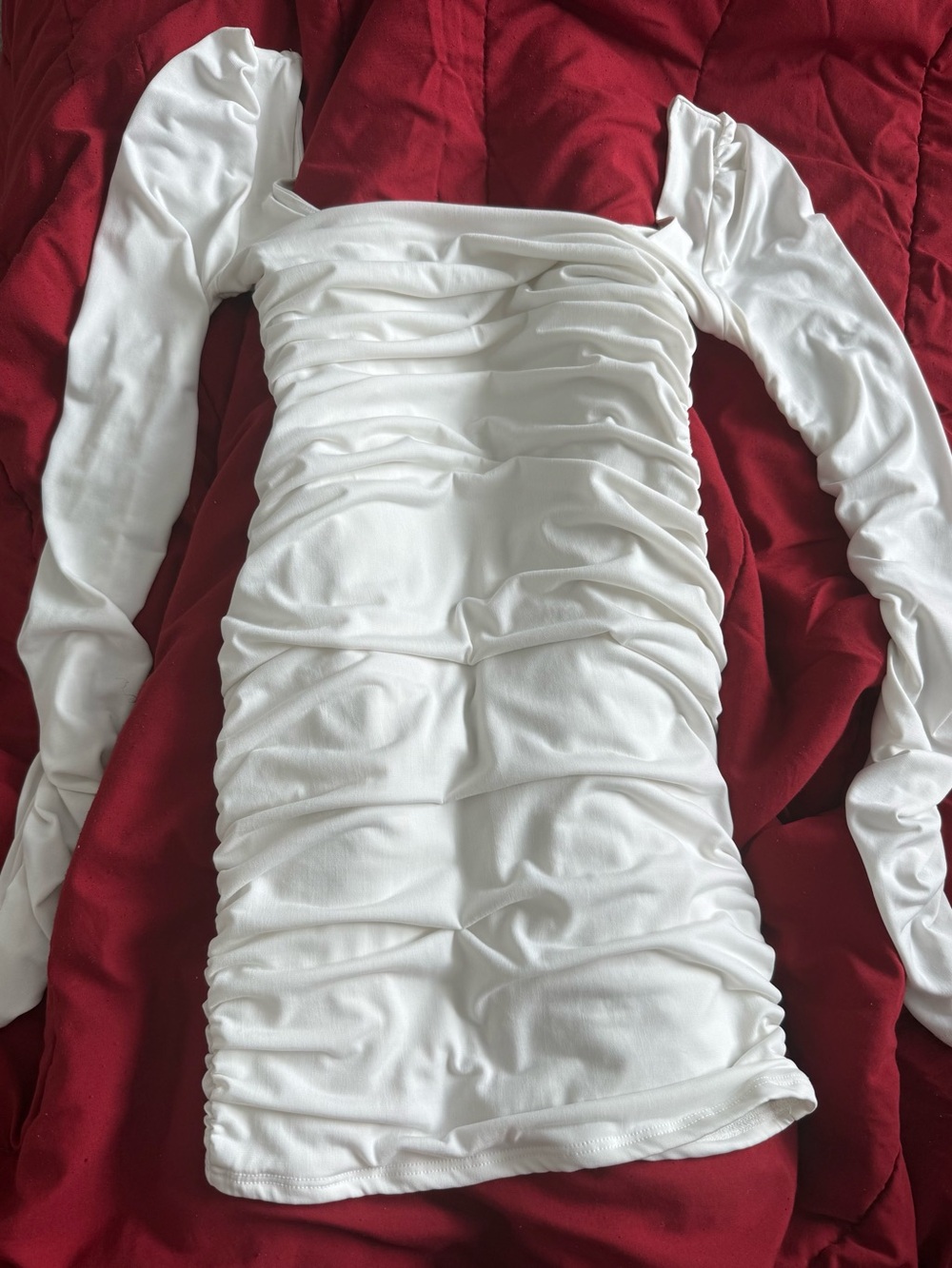 Windsor White Ruched Bodycon Dress